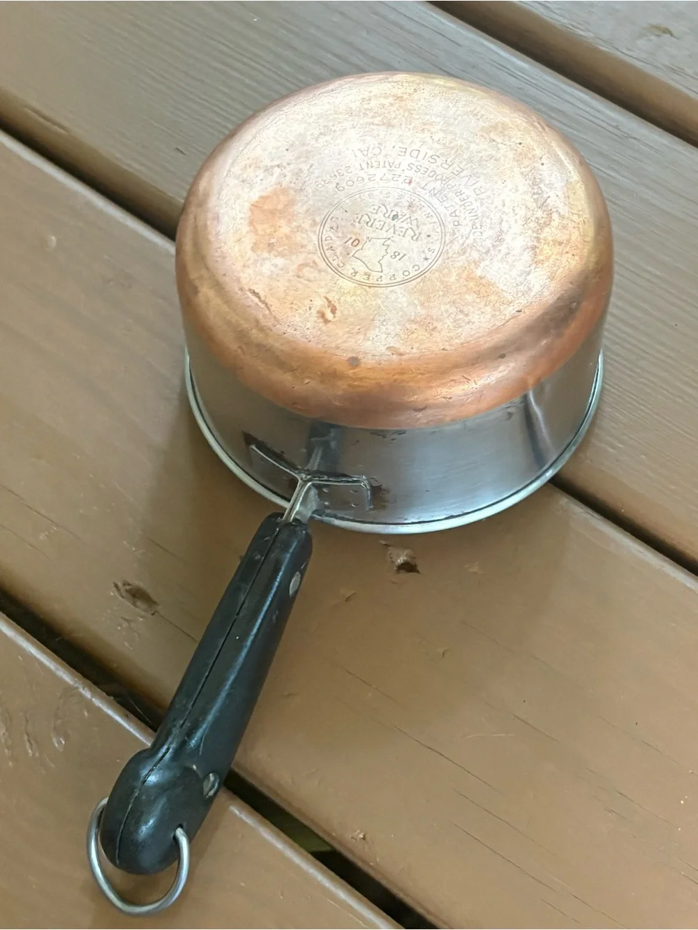 VTG Revere Ware Pre-1968 1 Qt Saucepan Riverside California Copper Bottom No Lid